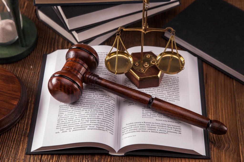 Mallet Legal Code And Scales Of Justice Law Concept Studio Shots 